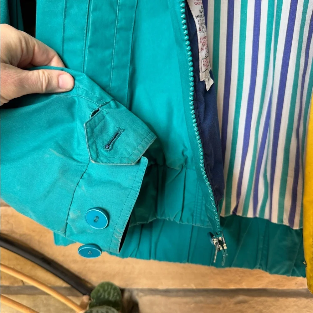 Vintage London Fog Teal and Yellow Windbreaker Rain Jacket - Picture 5 of 8